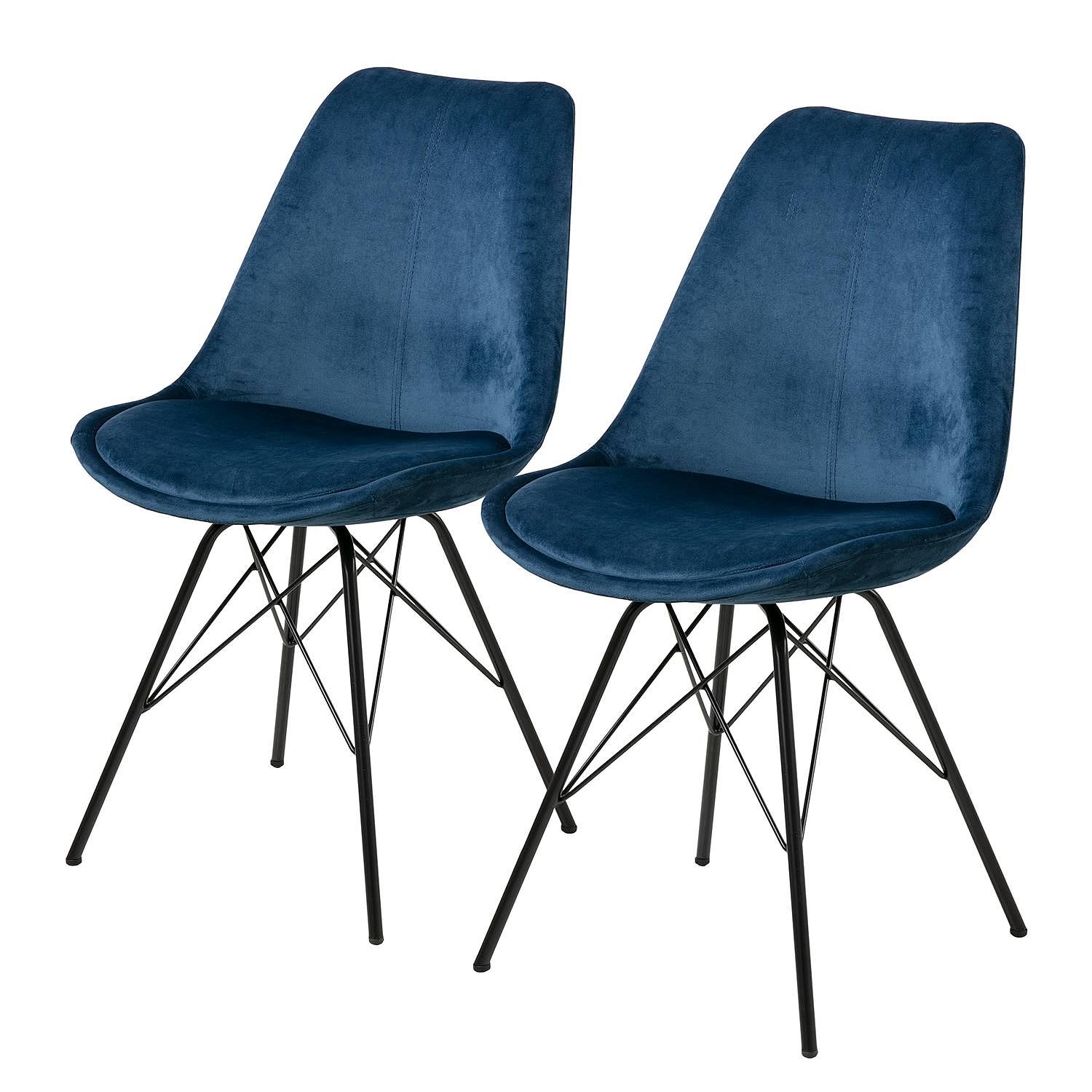 2x Bonito Upholstered Chair Velvet Vilda Navy Blue 0