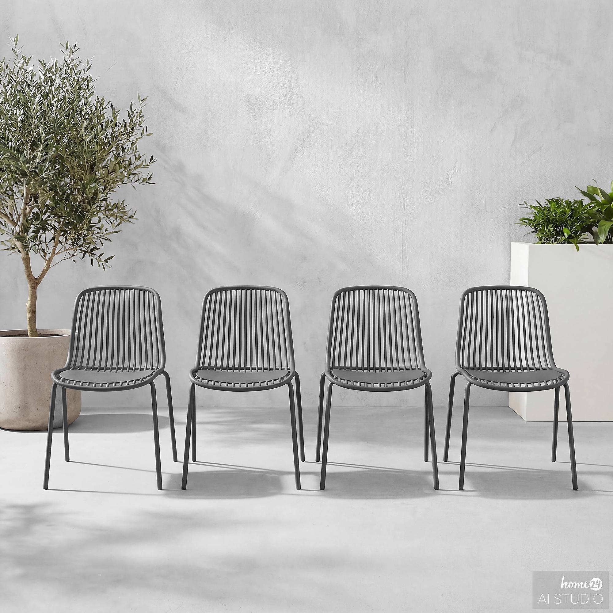  4x Silivi Gartenstuhl Stahl Polypropylen Anthrazit 1