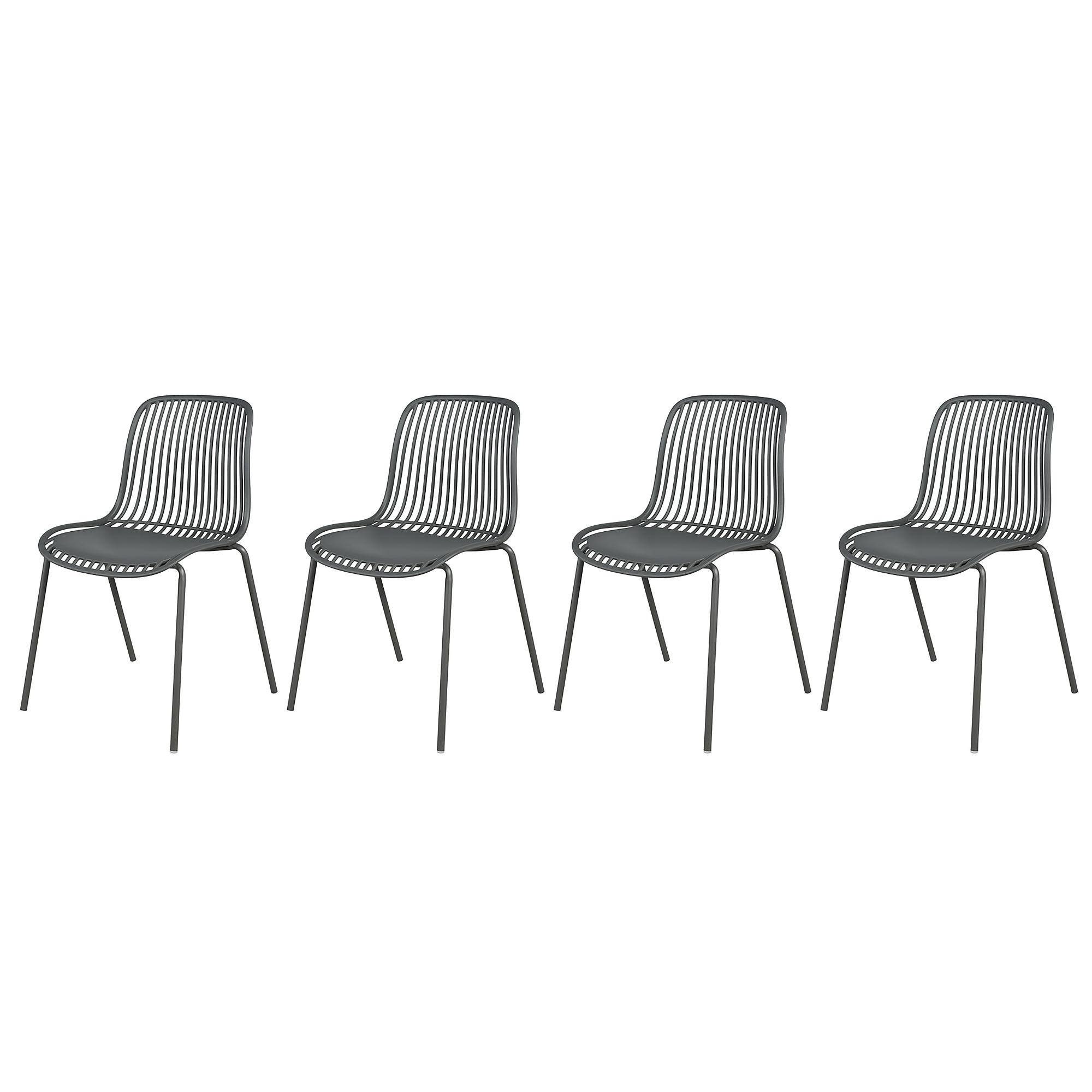  4x Silivi Gartenstuhl Stahl Polypropylen Anthrazit 2
