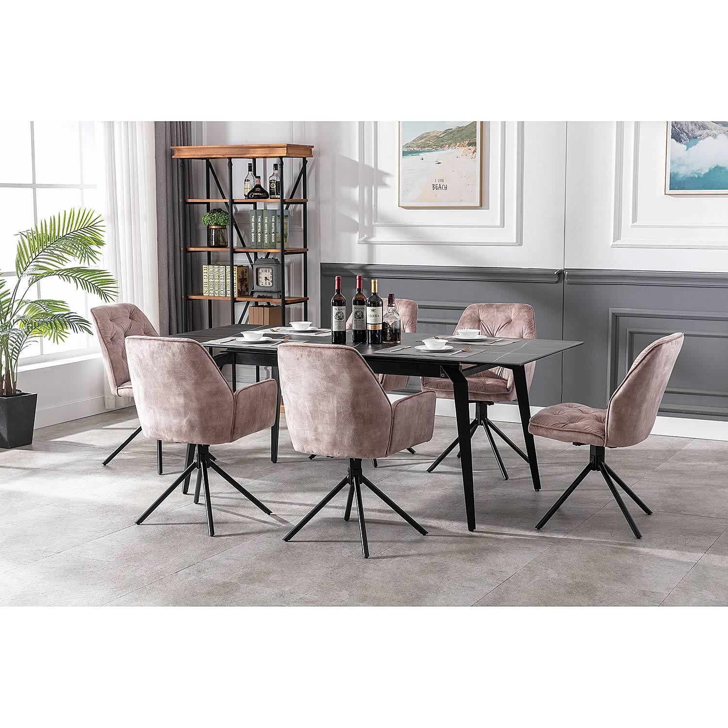 Swivel Armchair Sigford Set of 2 Velvet 3