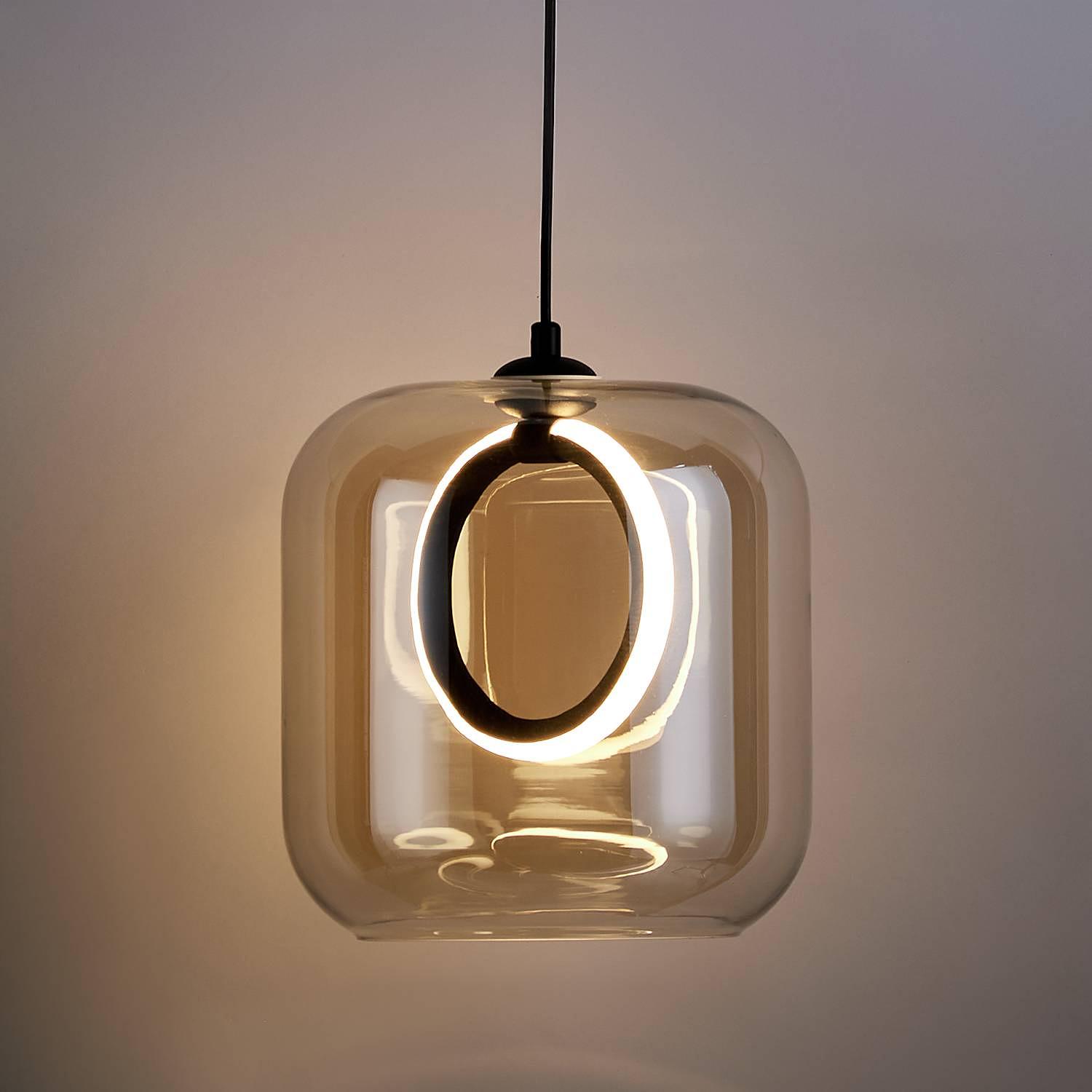 Pendelleuchte UPPER EASTSIDE Rauchglas / Eisen 1