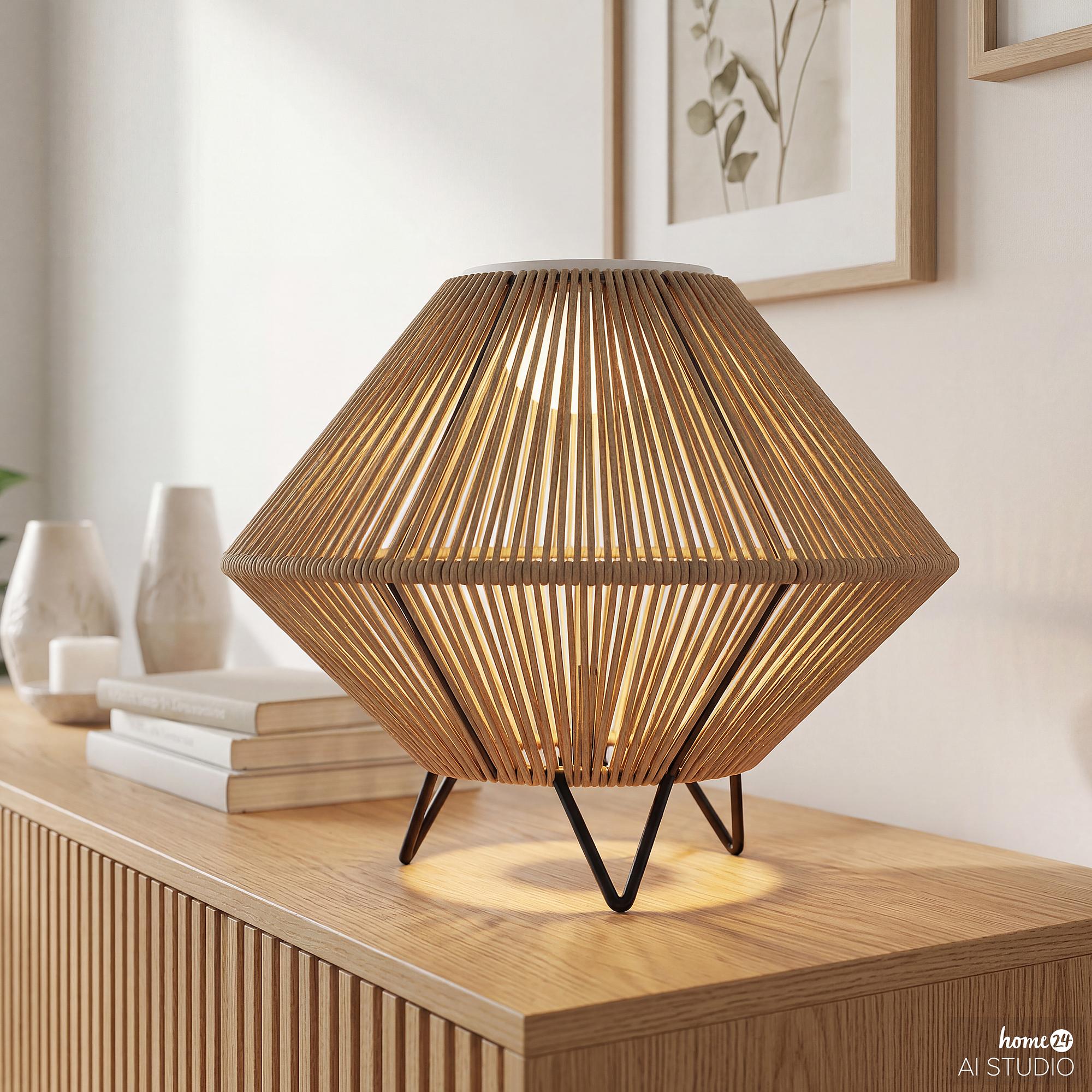 WIENIE Solar outdoor table lamp polyrattan brown 4