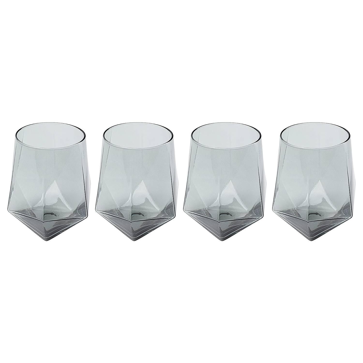 4x Diamond Water Glass Smoke Glass Transparent Grey 0