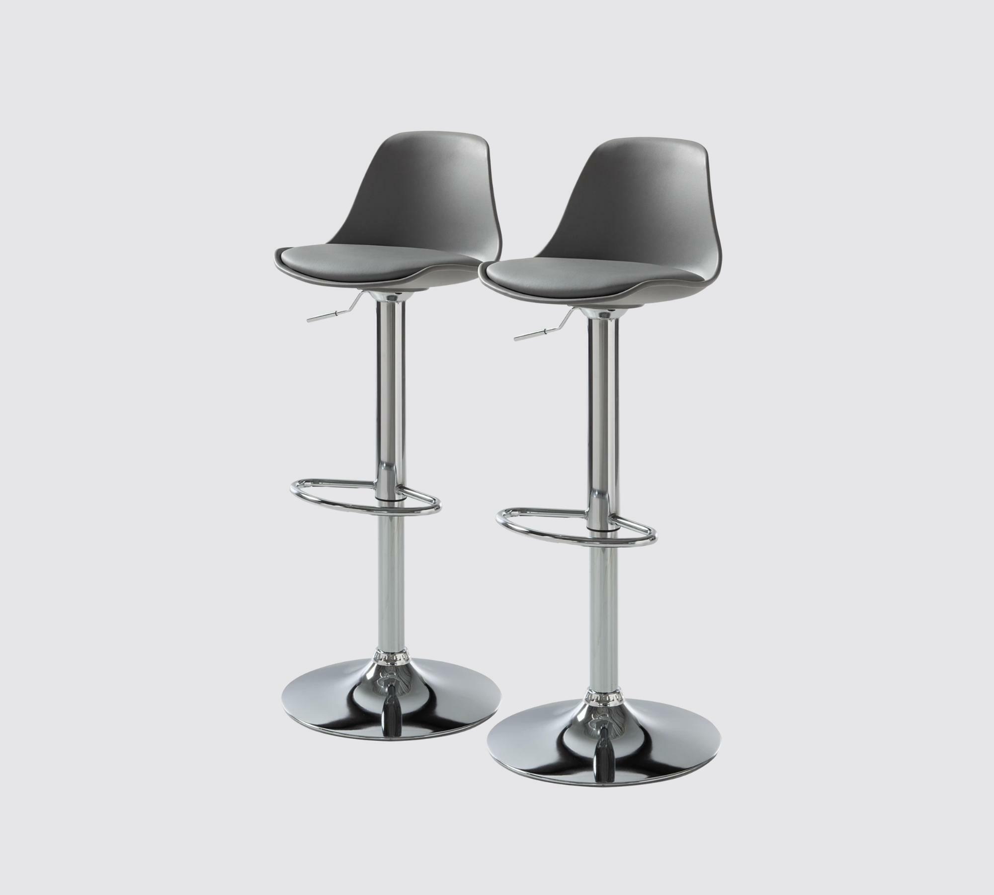2x Barstuhl Höhenverstellbar Edelstahl Grau 0