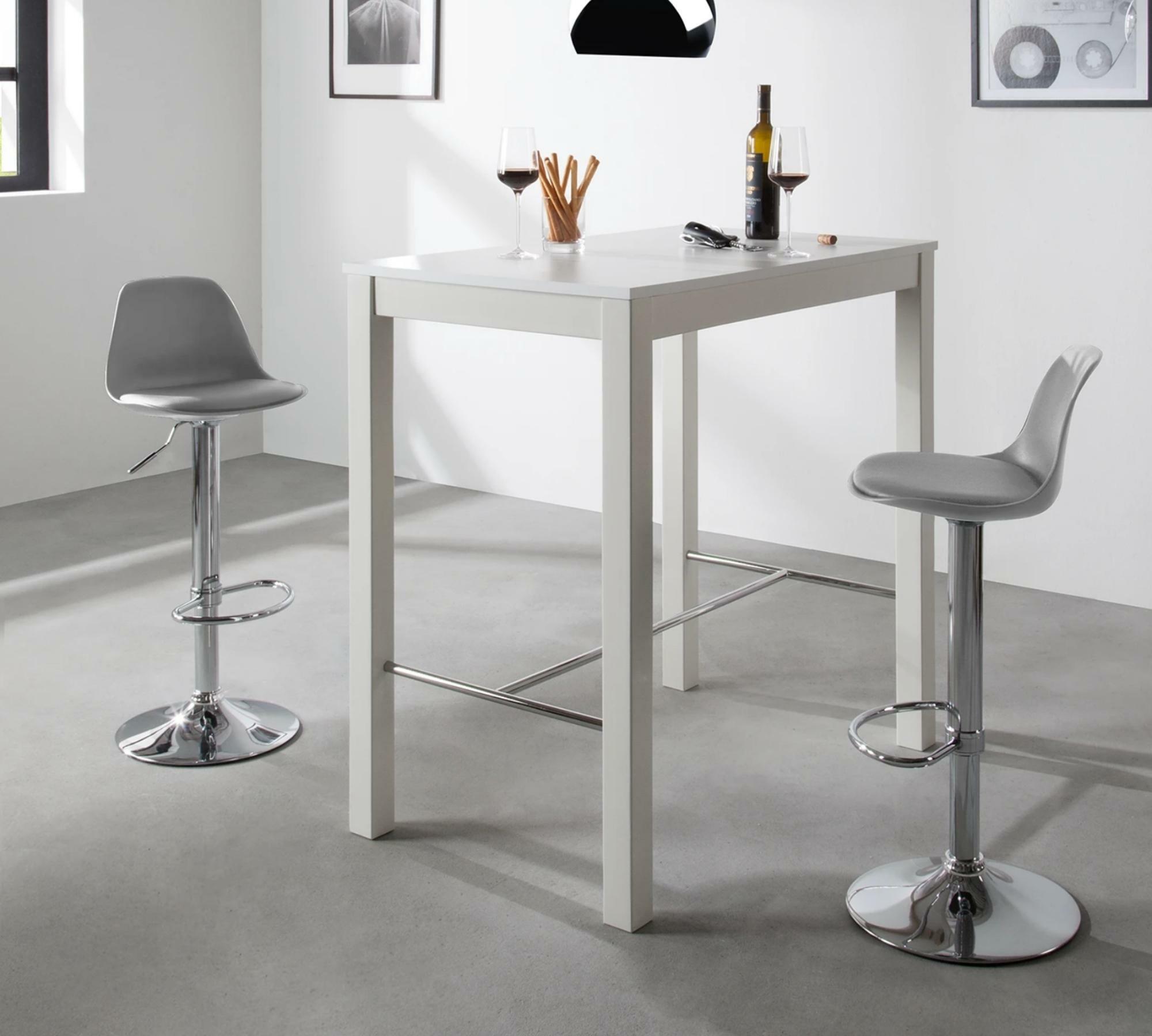 2x Barstuhl Höhenverstellbar Edelstahl Grau 7