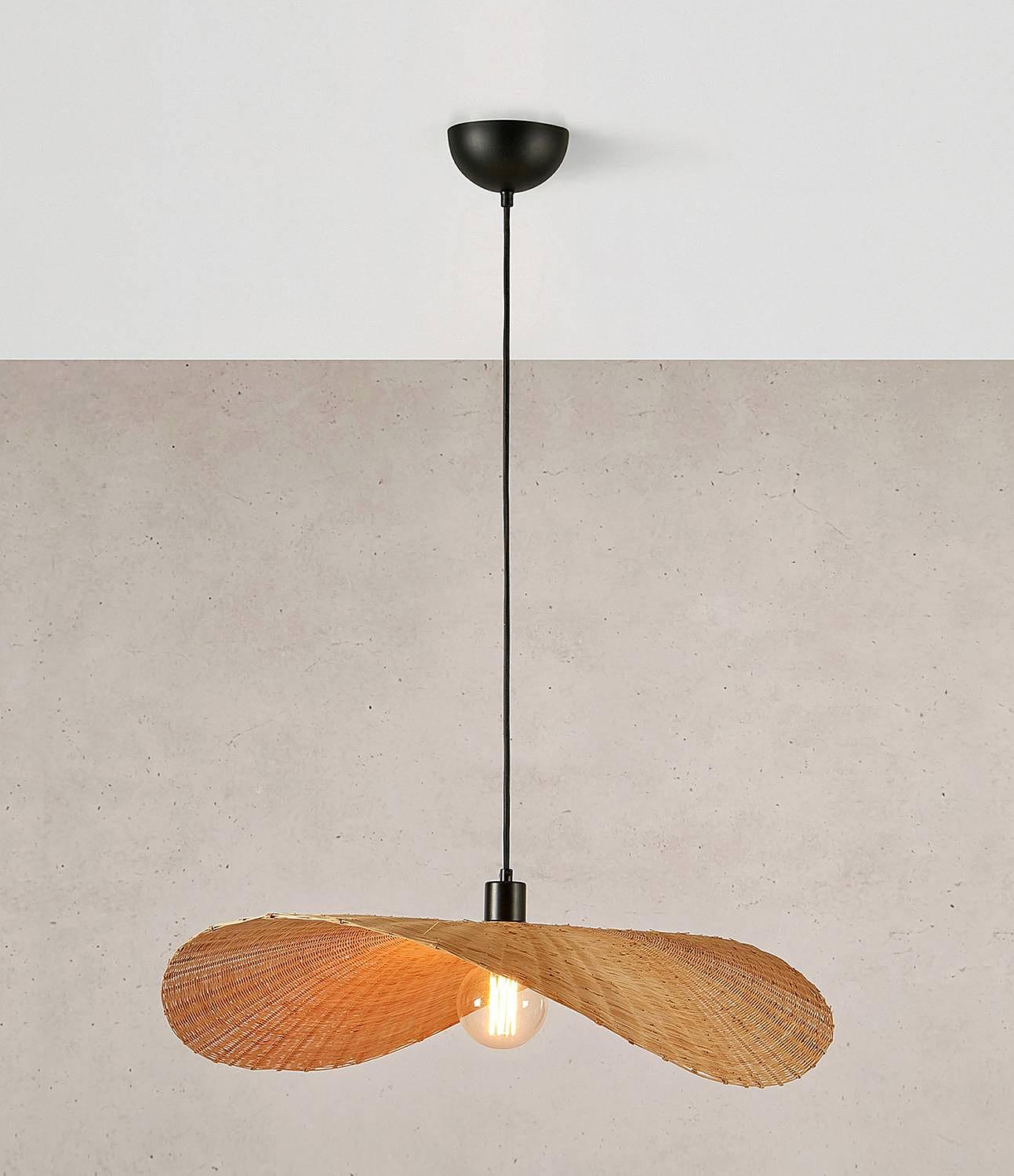 Pendelleuchte Rayo Eisen / Bambus 1-flammig Beige 4