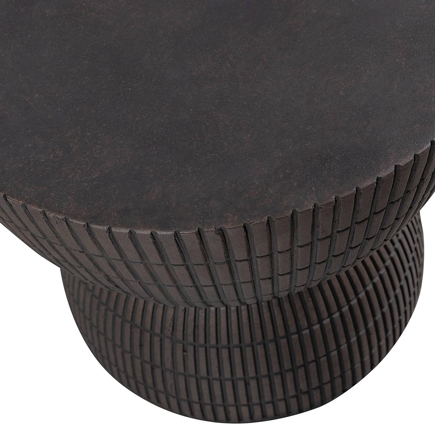 Beistelltisch Ukayu 40 cm Fiberglas Antik Schwarz 4