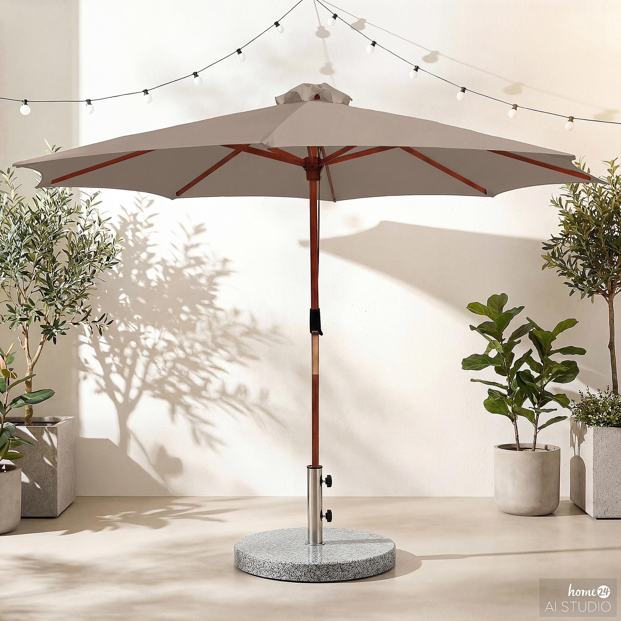 Sonnenschirm Sombrilla Eukalyptus massiv / Polyester Taupe 1
