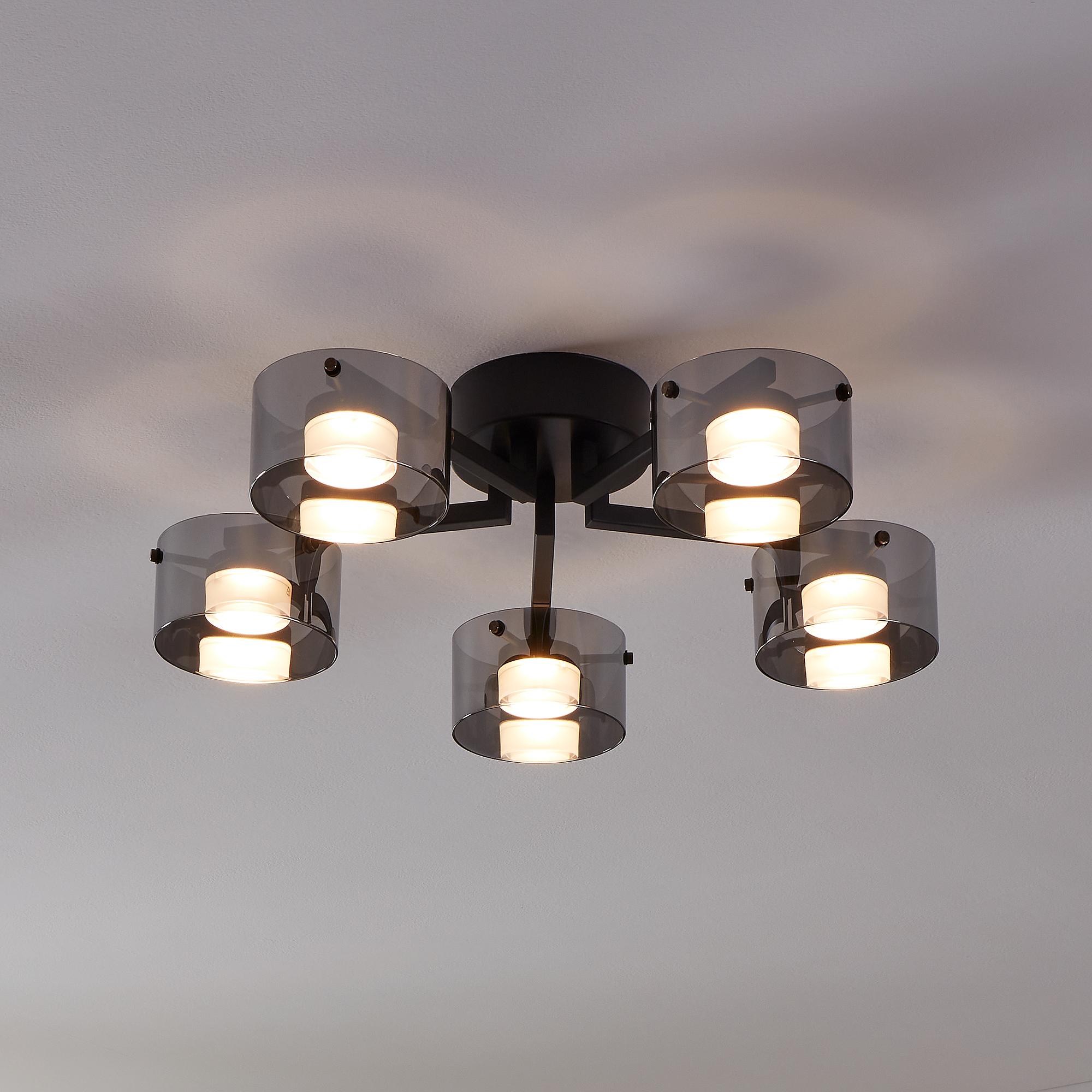 LED-Deckenleuchte Copillos Stahl / Rauchglas Schwarz 1