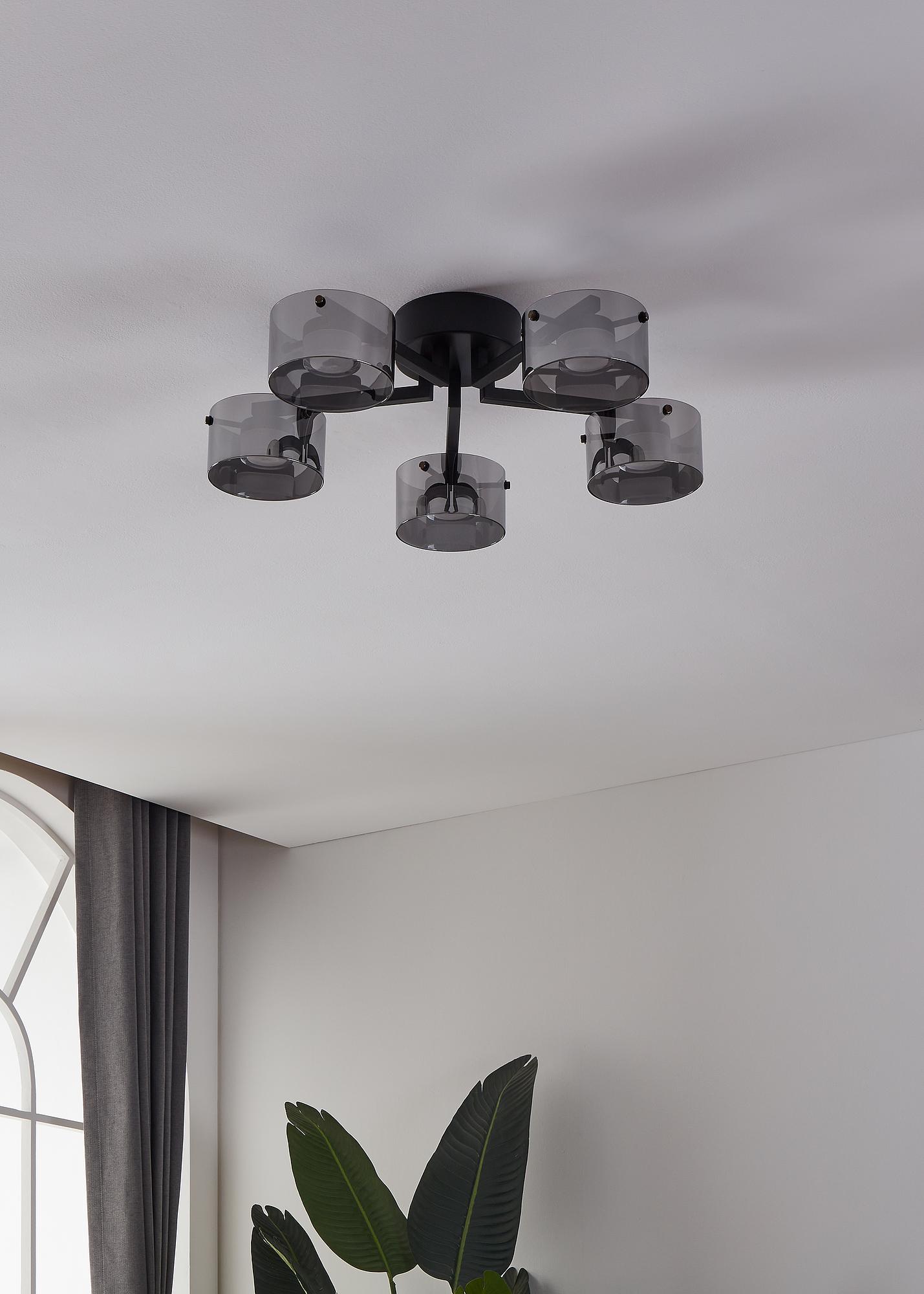 LED-Deckenleuchte Copillos Stahl / Rauchglas Schwarz 2