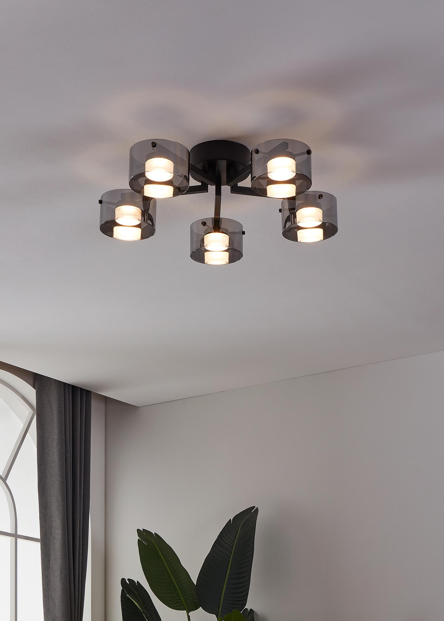 LED-Deckenleuchte Copillos Stahl / Rauchglas Schwarz 3