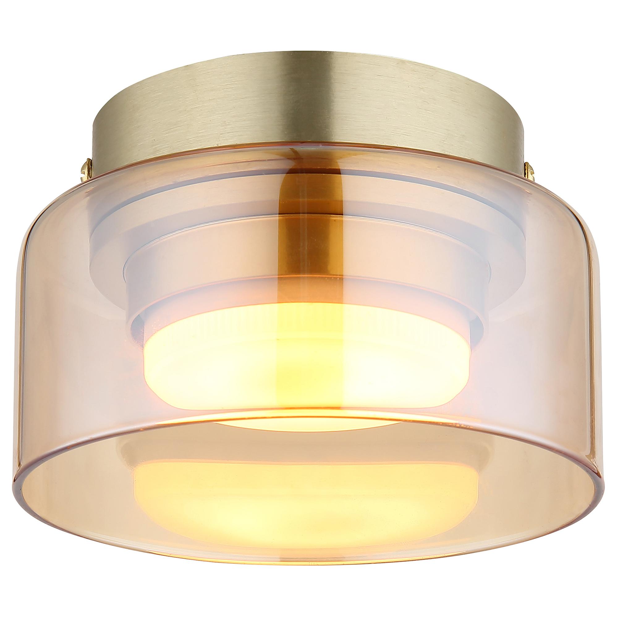 LED ceiling light Higgins iron / amber colored glass 1