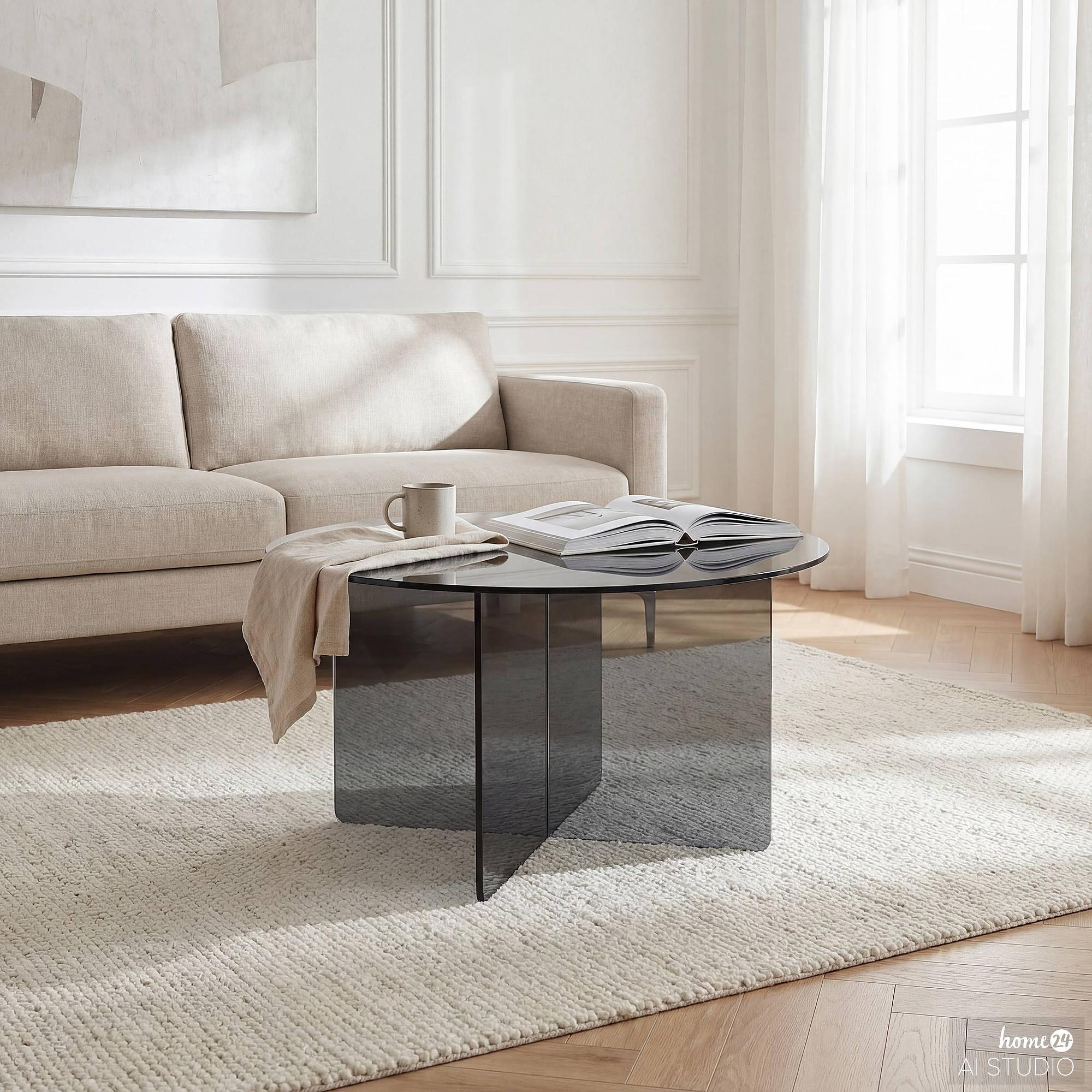 Couchtisch Tunnery rund Glas Grau 4