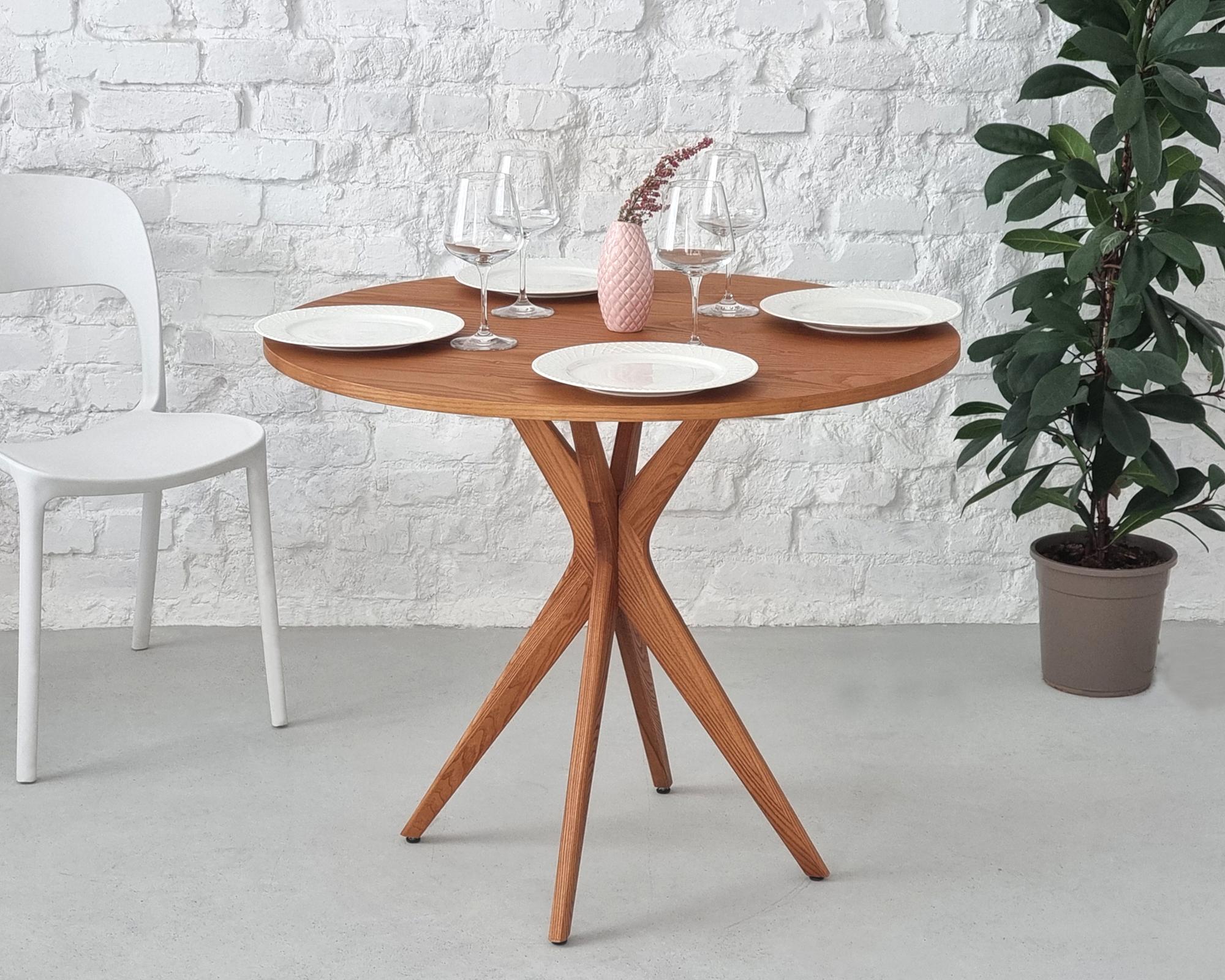 Furnierter Esstisch Lynda rund Eiche Durchmesser: 70 cm 2