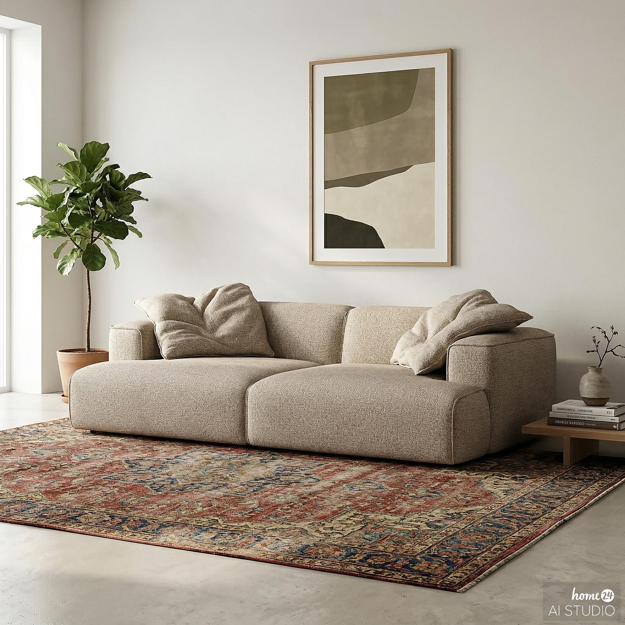 XL-Loungekissen HUDSON 2er-Set Webstoff Amaris: Beige 1
