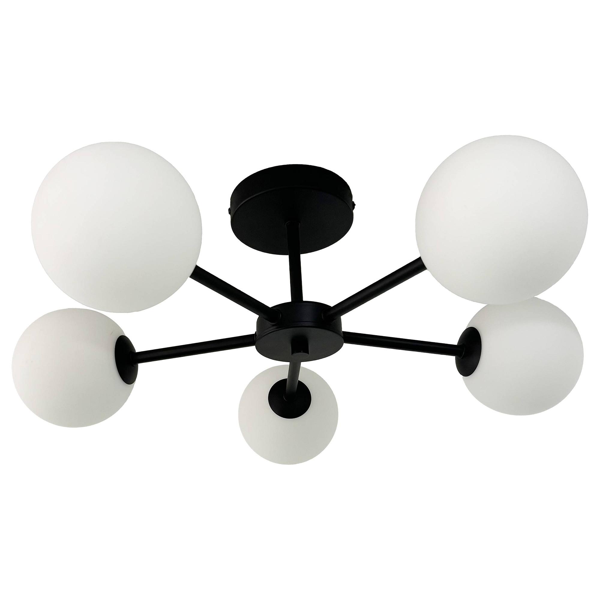 Ceiling lamp ILUMO opal glass / iron 5-light 2
