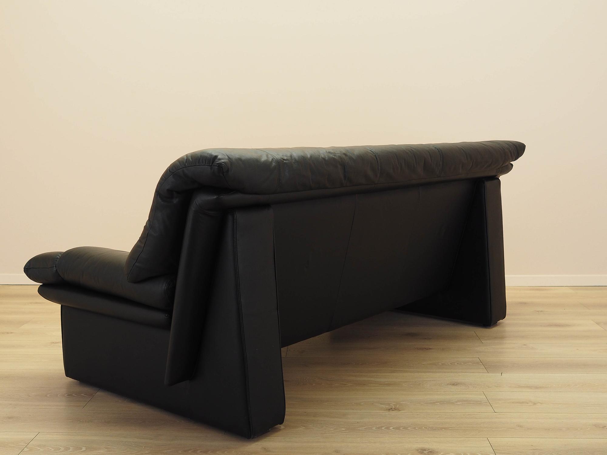 Schwarzes Ledersofa 1960er Jahre 4