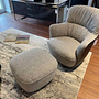 Walter Knoll Sessel Ishino Stoff Savannah Grau mit Hocker 6