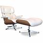 Vitra Sessel Lounge Chair mit Ottoman Leder Weiß Nussbaum 5