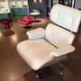 Vitra Sessel Lounge Chair mit Ottoman Leder Weiß Nussbaum 4