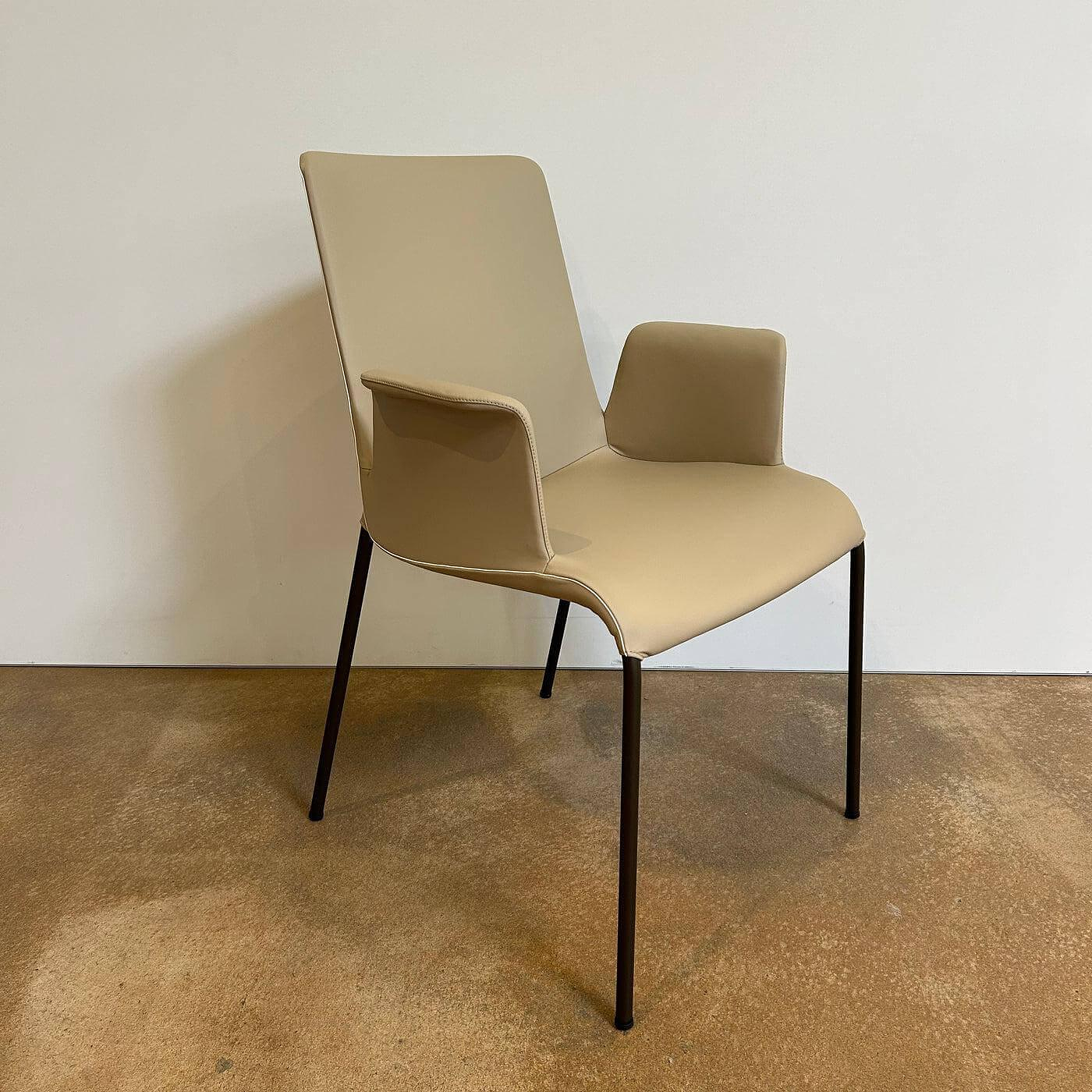 Walter Knoll Liz 1314 Armchair, Beige Leather, Bronze Frame 1