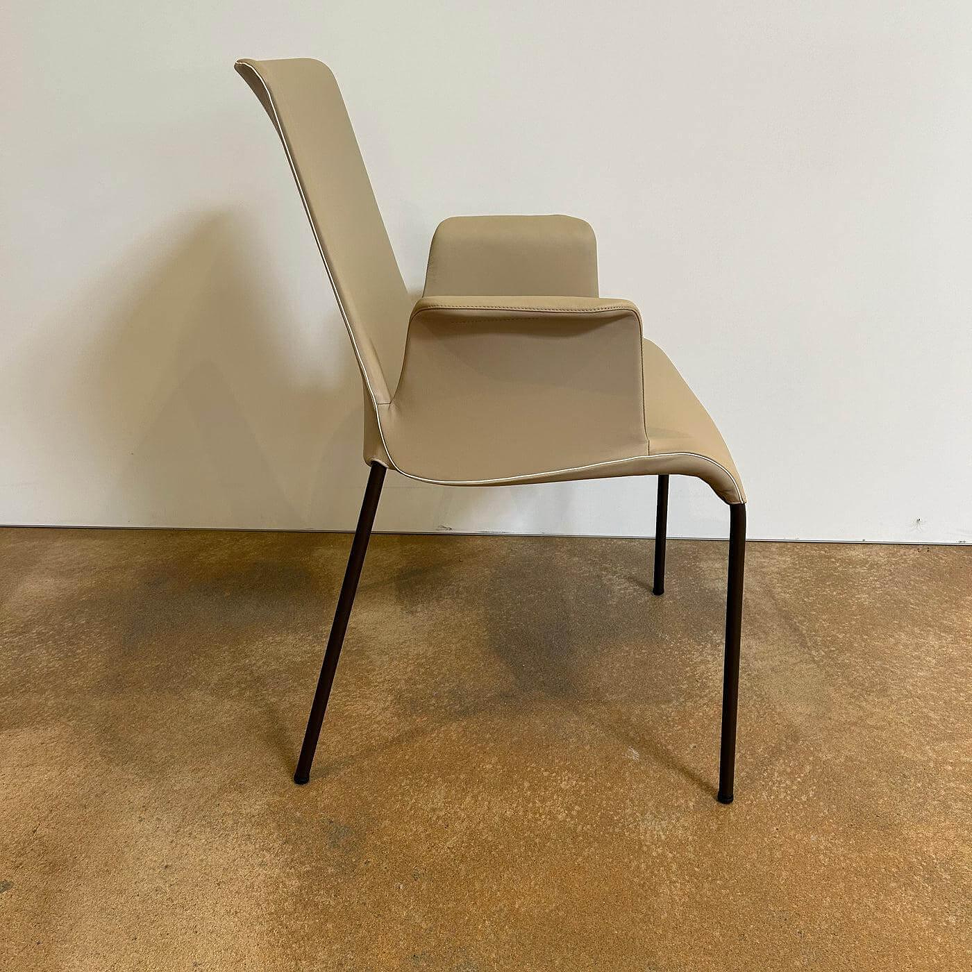 Walter Knoll Liz 1314 Armchair, Beige Leather, Bronze Frame 2