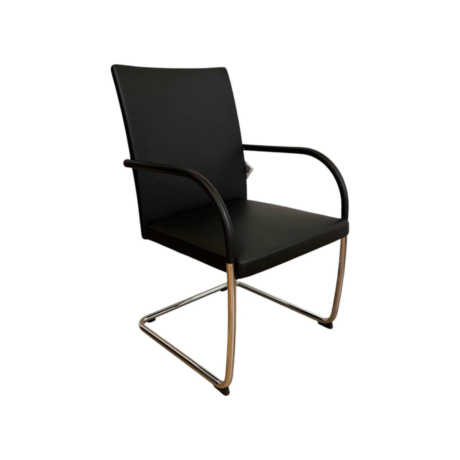 Walter Knoll Freischwinger George 1572 Black Leather Round 0