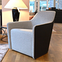 Drehsessel Foster 521-10C Stoff Divina Hellgrau Rücken Leder 11