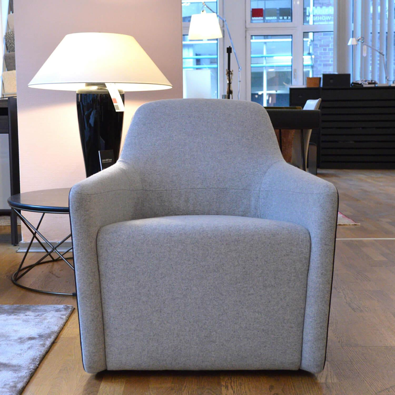 Drehsessel Foster 521-10C Stoff Divina Hellgrau Rücken Leder 10