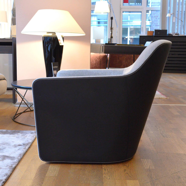 Drehsessel Foster 521-10C Stoff Divina Hellgrau Rücken Leder 9