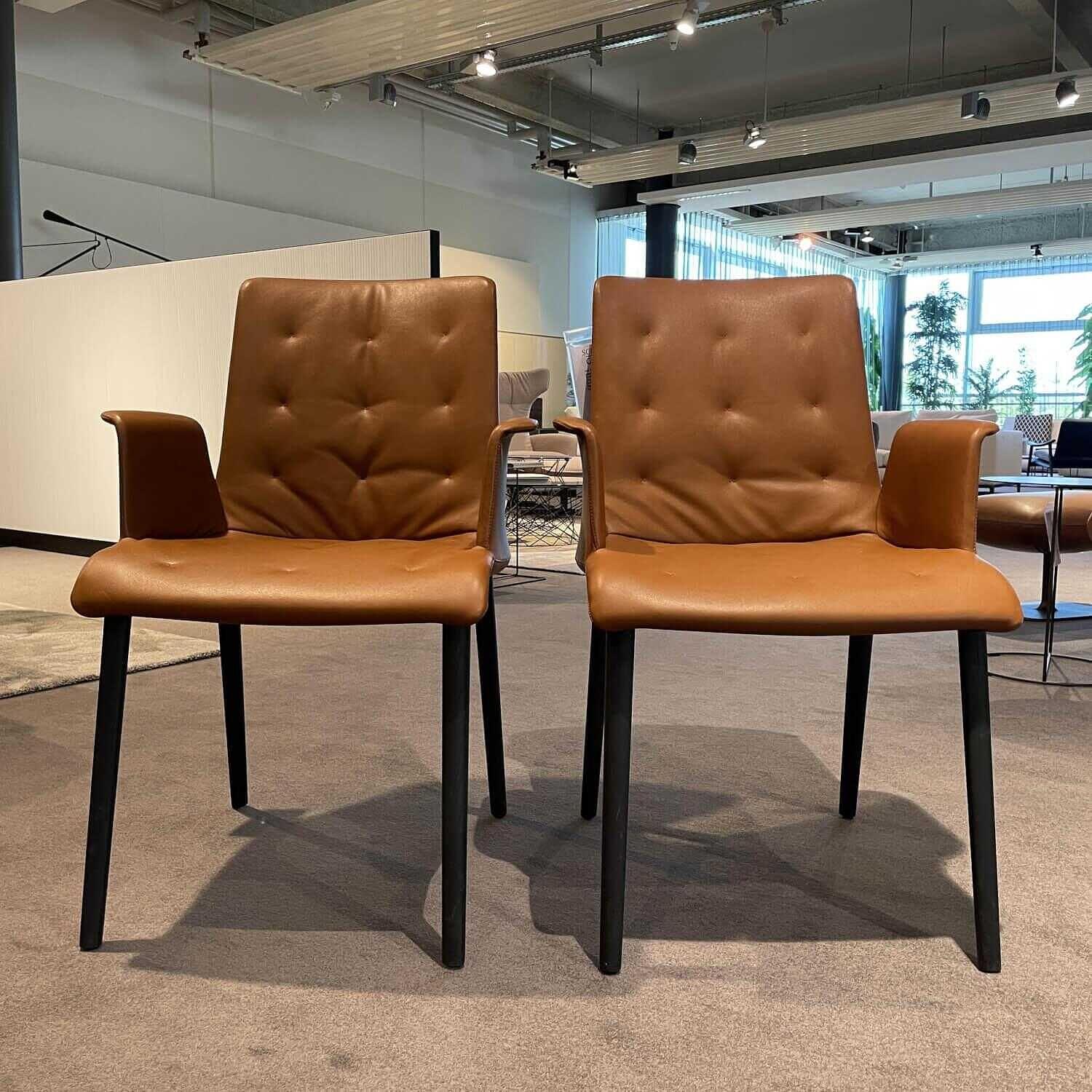 Walter Knoll Stuhl Liz wood 1323 Bezug Leder mit Armlehne 1