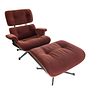 Vitra Sessel Lounge Chair Stoff Calma Brandy Rot mit Ottoman 4