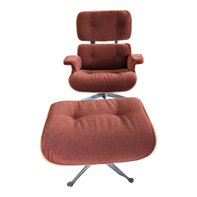 Vitra Sessel Lounge Chair Stoff Calma Brandy Rot mit Ottoman 11