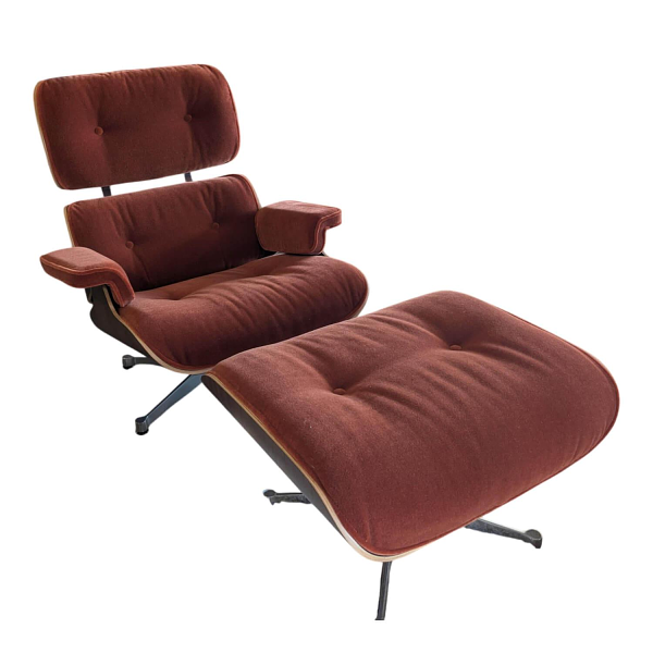 Vitra Sessel Lounge Chair Fabric Calma Brandy Red with Ottoman 10