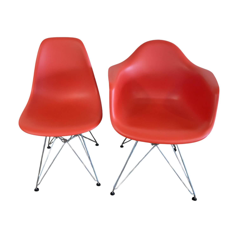 Vitra Eames Plastic Sidechair und Armchair Rot Kunststoff 7