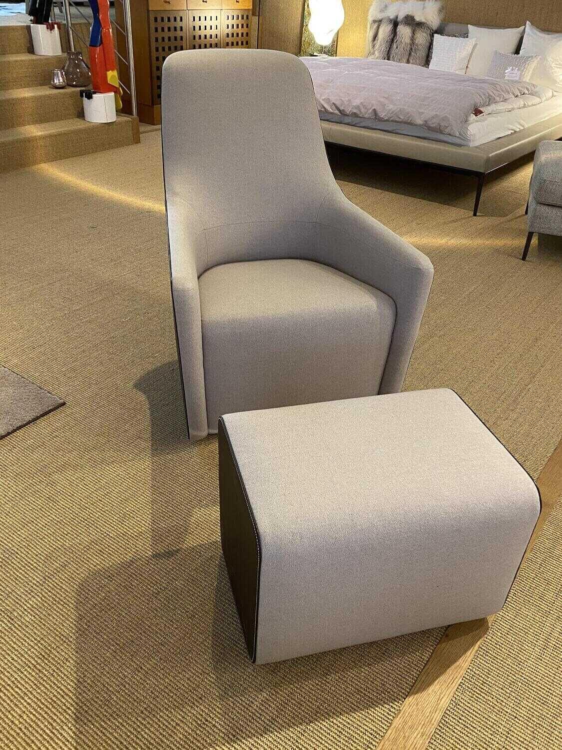 Walter Knoll Sessel Foster 520-10C Flanell Grau mit Hocker 2