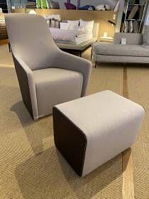 Walter Knoll Sessel Foster 520-10C Flanell Grau mit Hocker 10