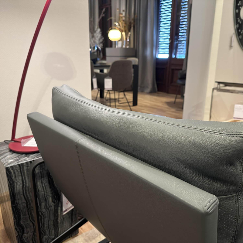 Walter Knoll Sessel Fabricius Leder Congress Grau Metall 10