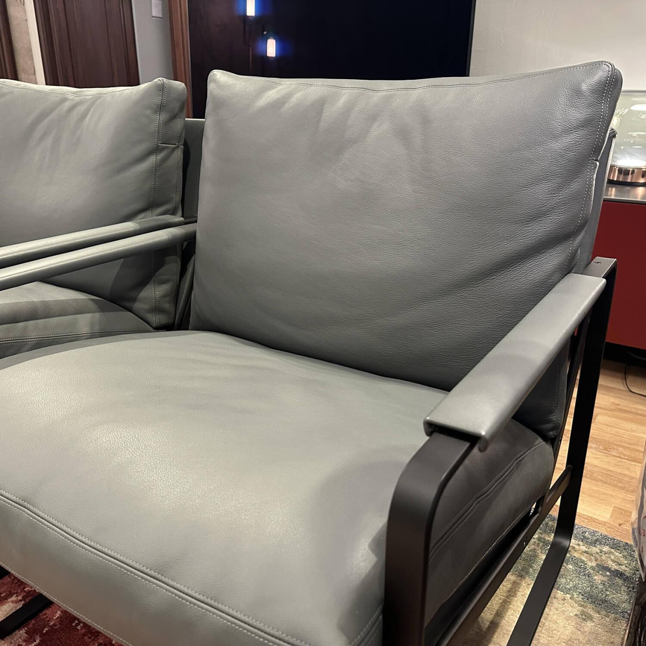 Walter Knoll Sessel Fabricius Leder Congress Grau Metall 12