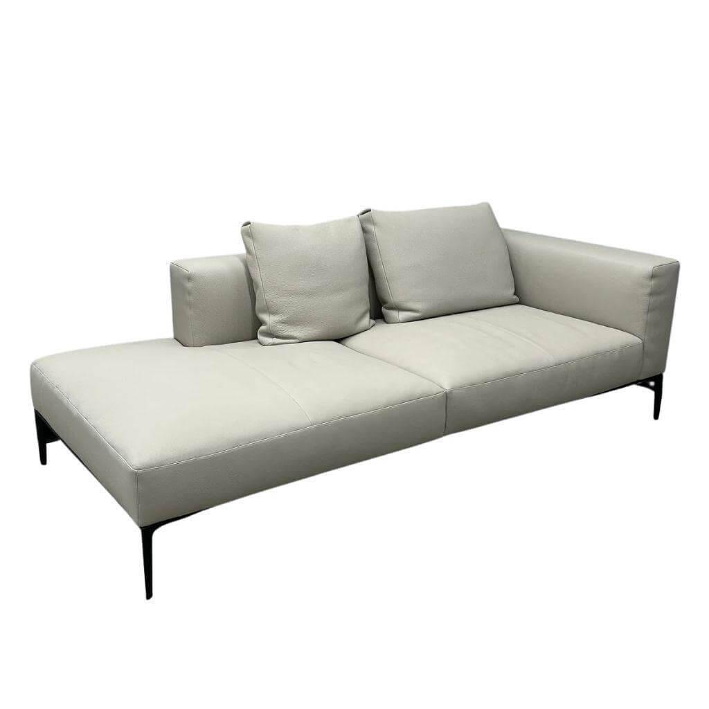 Jaan Living Recamiere 3-Sitzer Leder Chalk Grau 0