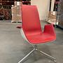 Schalensessel FK Leder Congress Rot Gestell Aluminium 2