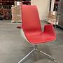 Schalensessel FK Leder Congress Rot Gestell Aluminium 11