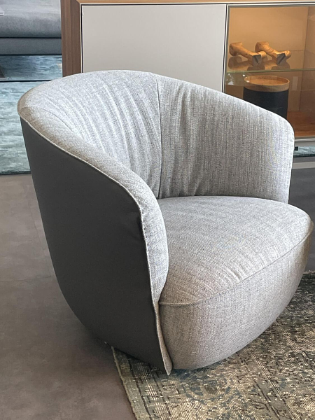 Walter Knoll Sessel Ishino Stoff Kies Grau mit Lederrücken 7