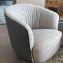 Walter Knoll Sessel Ishino Stoff Kies Grau mit Lederrücken 1