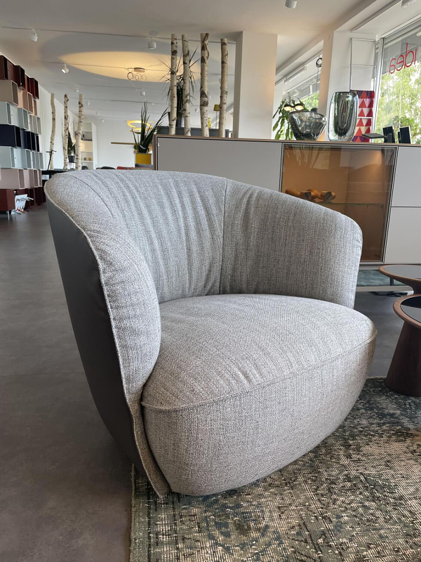 Walter Knoll Sessel Ishino Stoff Kies Grau mit Lederrücken 9