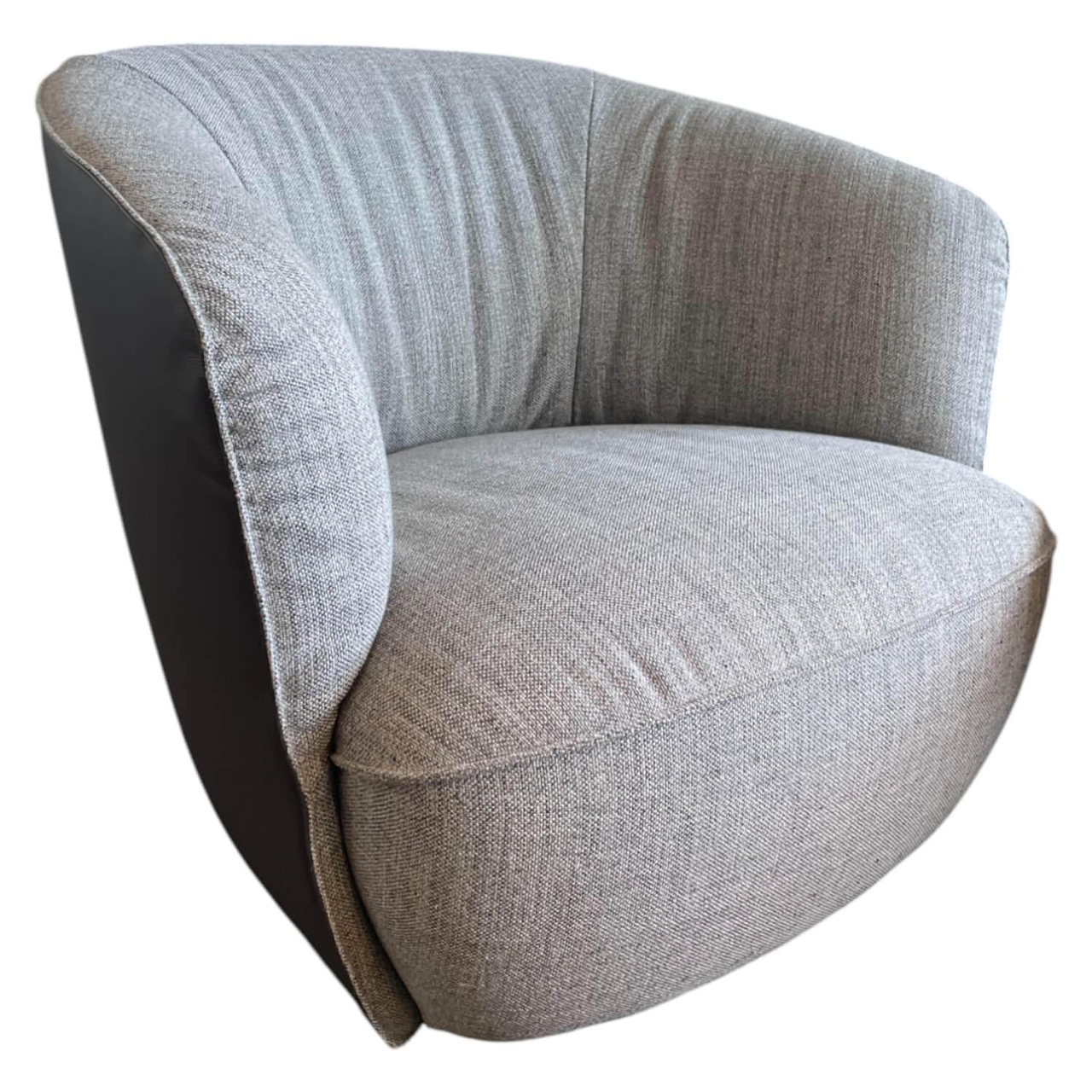 Walter Knoll Sessel Ishino Stoff Kies Grau mit Lederrücken 6
