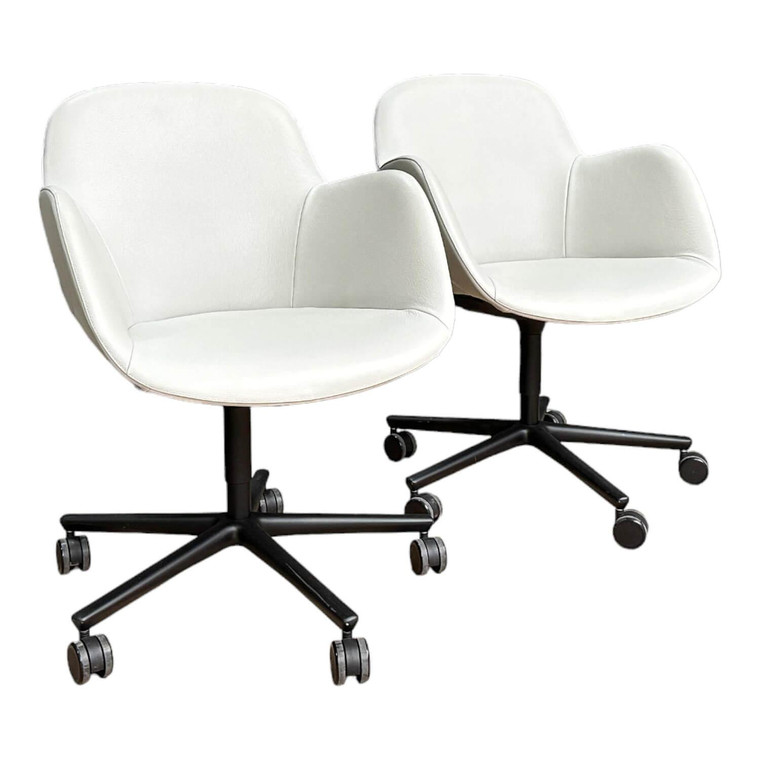Walter Knoll 2er Set Sheru Drehbarer Armlehnstuhl Leder Grau 0
