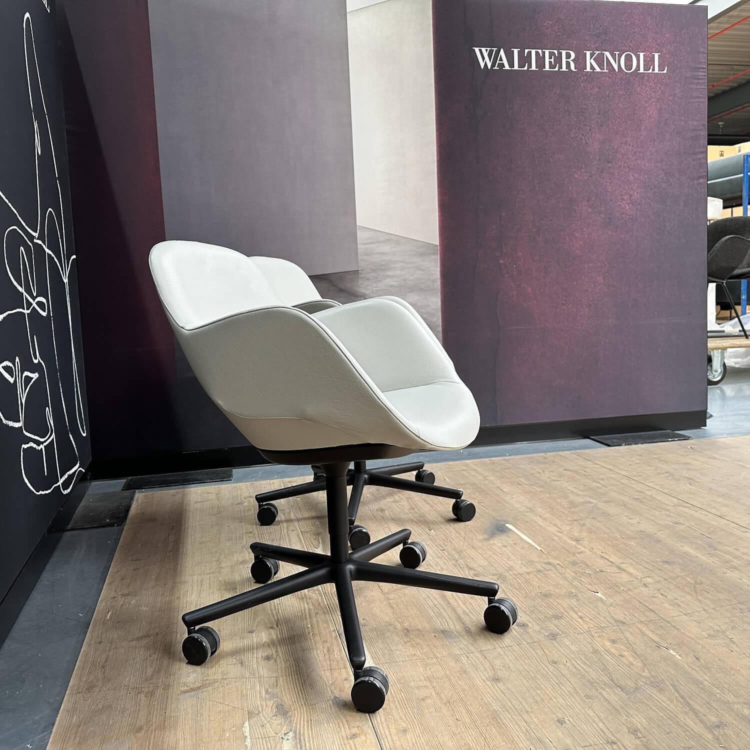 Walter Knoll 2er Set Sheru Drehbarer Armlehnstuhl Leder Grau 1