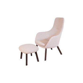 Vitra Hal Stoff Dumet Beige Grau Holzfüße mit Hocker 0
