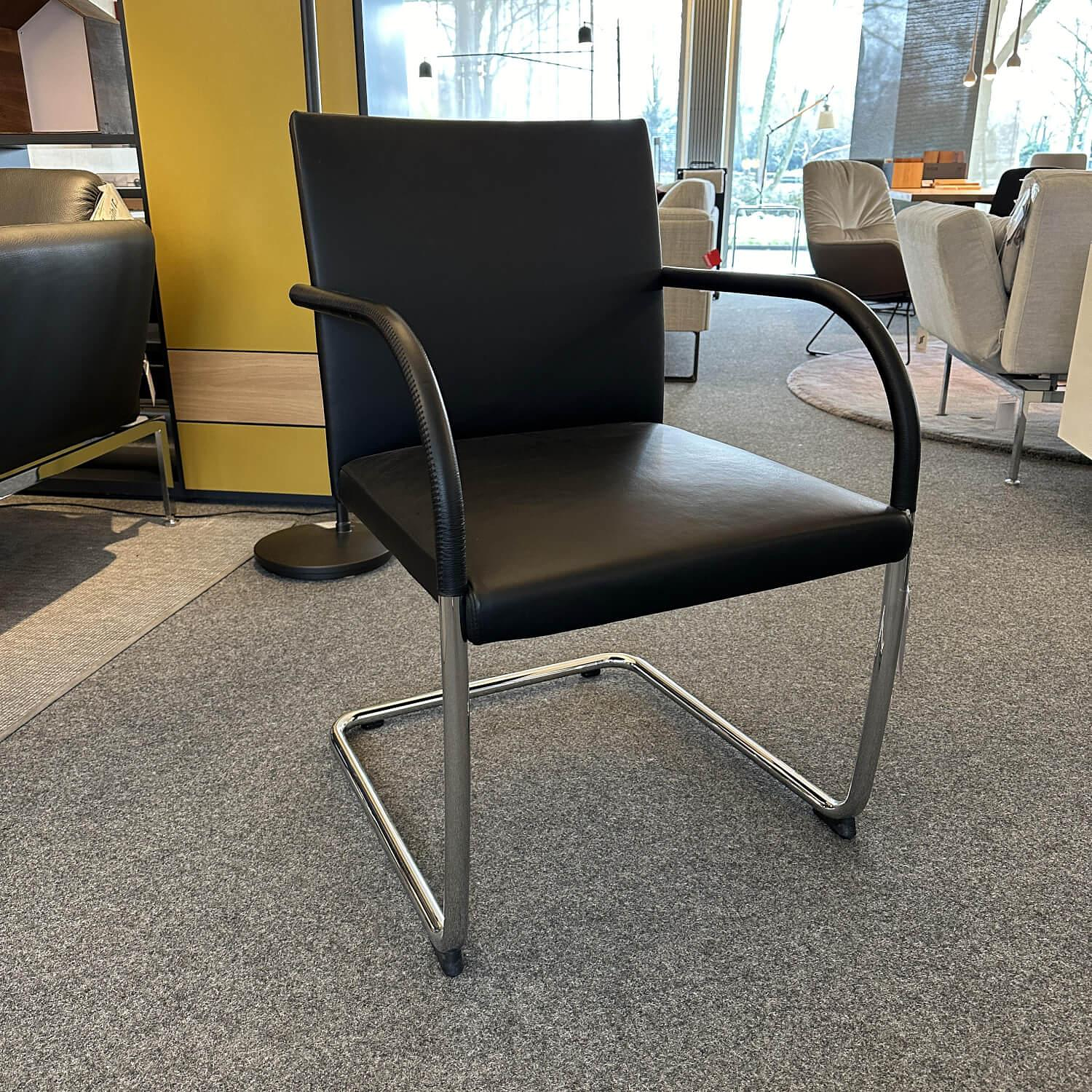 Walter Knoll Stuhl George Leder Schwarz Gestell Chrom 2